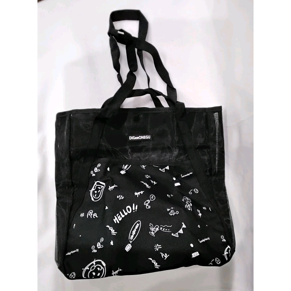 DiGeeONEGU Large Mesh Beach/Tote Bag Waterproof Sandproof, Pockets, Sides Expand